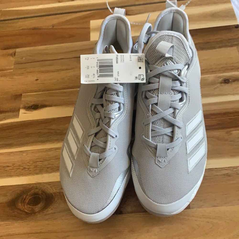 Mens Gray adidas Icon 6 Baseball Cleats Spikes Size 7.5 men New With Tag